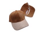 (image for) Faux leather Brim Vegan suede baseball cap - TAN/CREAM