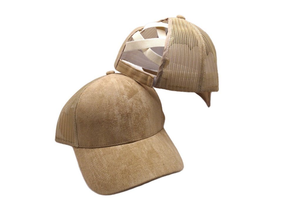 (image for) Pony Tail criss cross Mesh back cap - Light Tan Pony