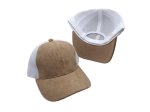(image for) Vegan suede Mesh snap back baseball cap - Tan / White mesh