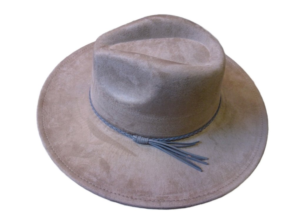 (image for) Vegan suede Wide brim hat ELASTIC BAND - TAUPE Elastic