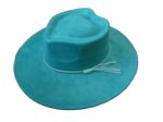 (image for) Heart shaped Vegan suede wide brim hat - Teal Heart