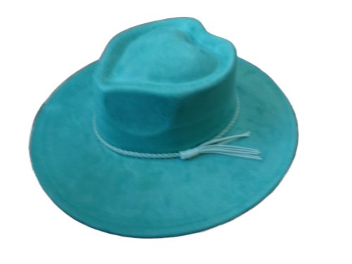 (image for) Heart shaped Vegan suede wide brim hat - Teal Heart