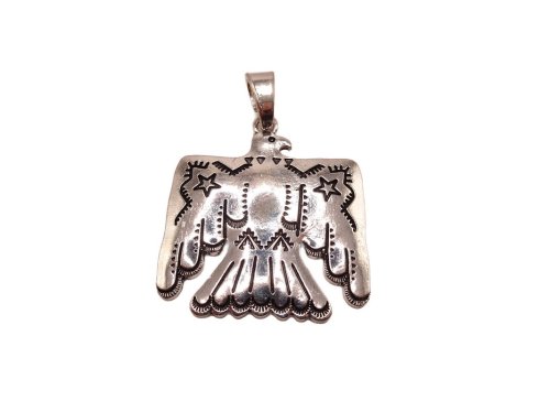 (image for) Thunderbird Phoenix bird antique silver jewelry pendant #A50