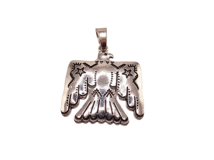 (image for) Thunderbird Phoenix bird antique silver jewelry pendant #A50
