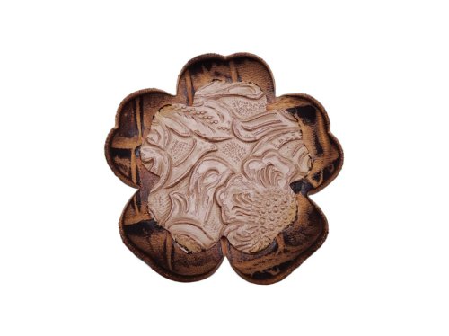 (image for) Curled Leather flower two tone #TT4