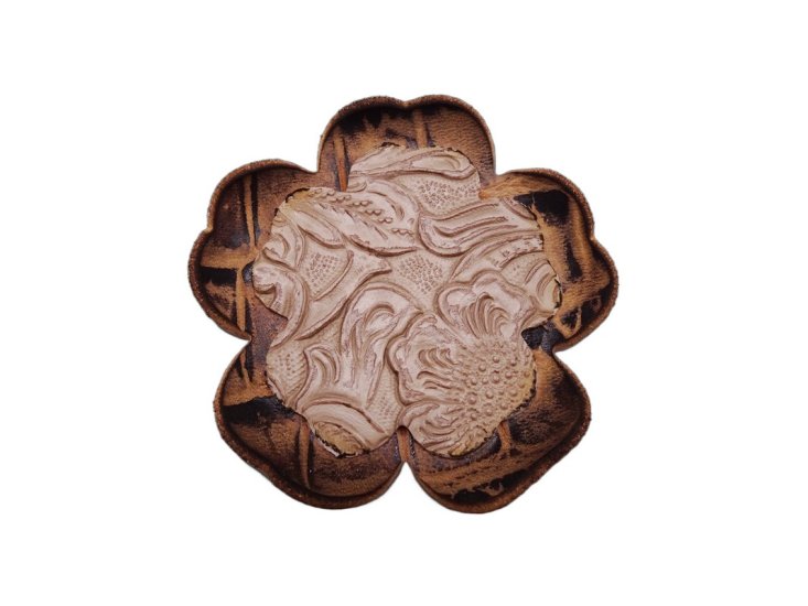 (image for) Curled Leather flower two tone #TT4