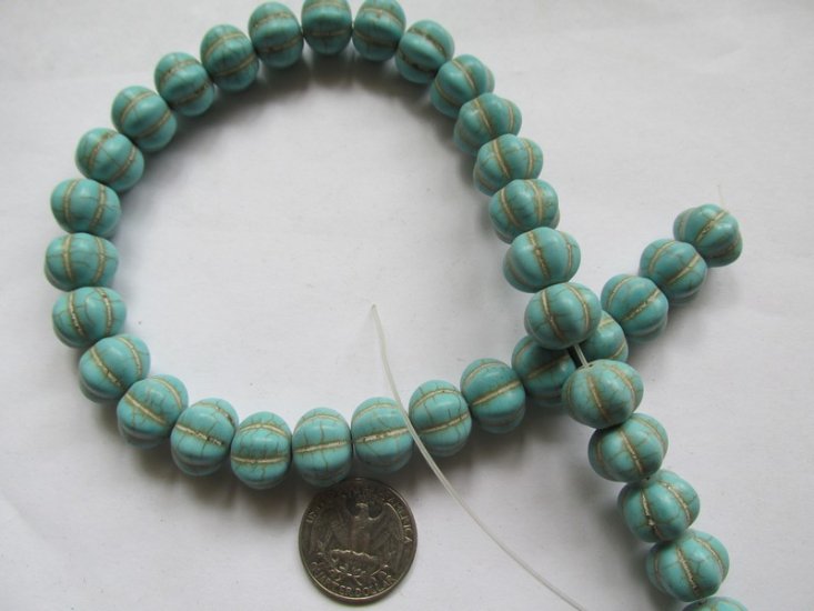(image for) Turquoise howlite pumpkin shaped 12x14mm #1904