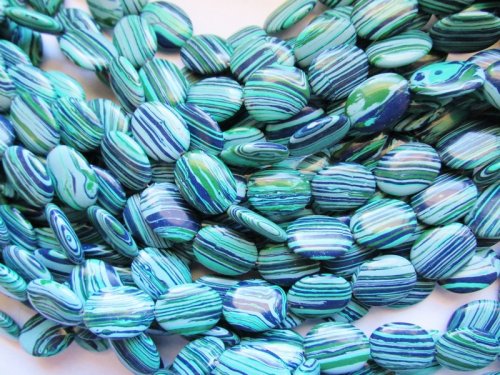 (image for) Turquoise, Navy, Green Ovals 20mm #1475