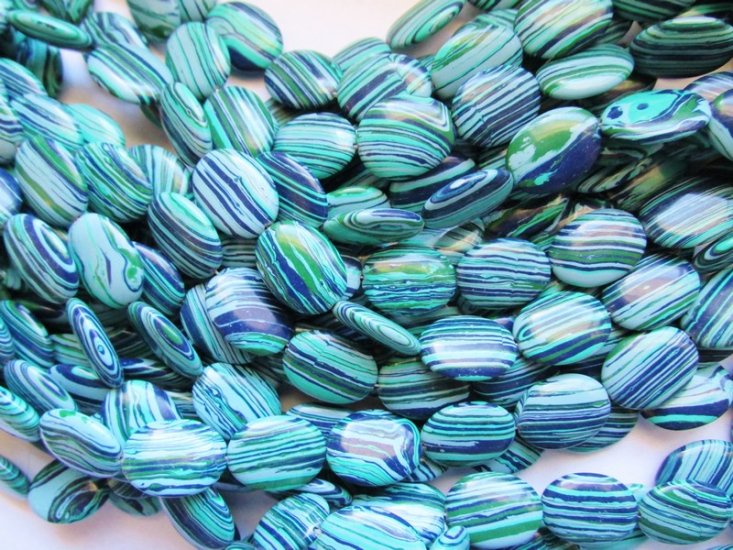 (image for) Turquoise, Navy, Green Ovals 20mm #1475