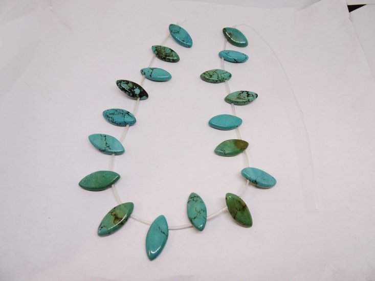 (image for) Turquoise marquise shaped top side drilled beads #1324B