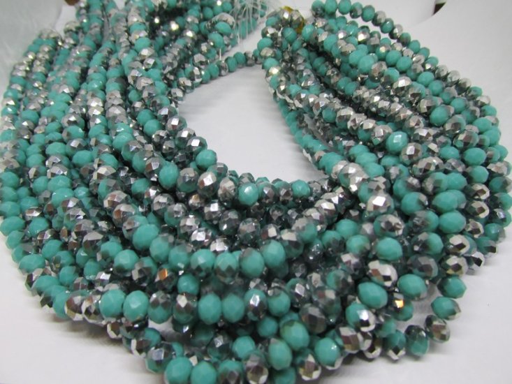 (image for) Turquoise and silver Crystals 10x8mm #1863