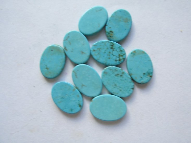(image for) 12x17mm Turquiose Flat Oval Cabs (bag of 10) #CAB-54