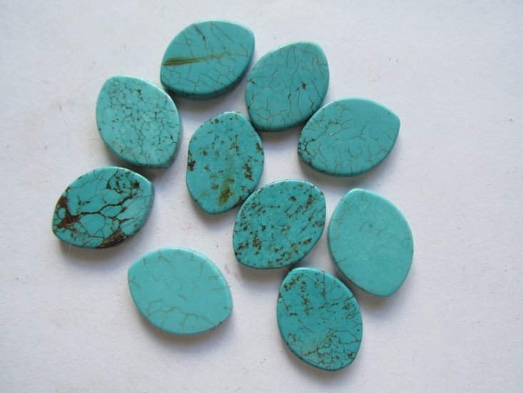 (image for) 15x20Turquiose Flat Pointy Oval Cabs (bag of 10) #CAB-53