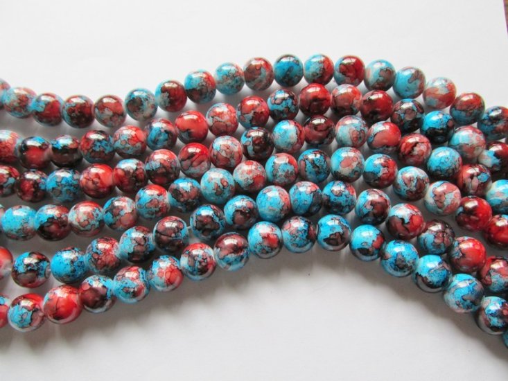 (image for) Turquiose and Red Glass Rounds # 1651