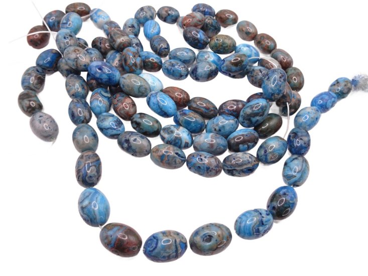 (image for) Blue Turquoise variegated dyed Agate barrel beads #1182
