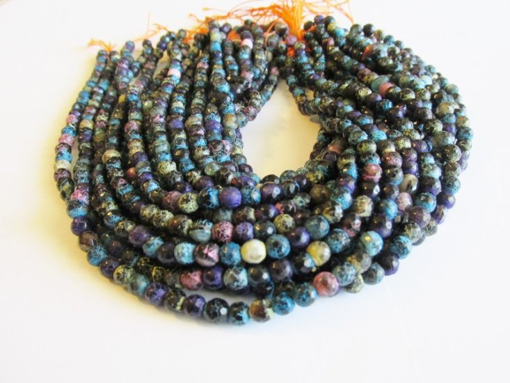 (image for) Turquoise black pink blue agate rounds #1569