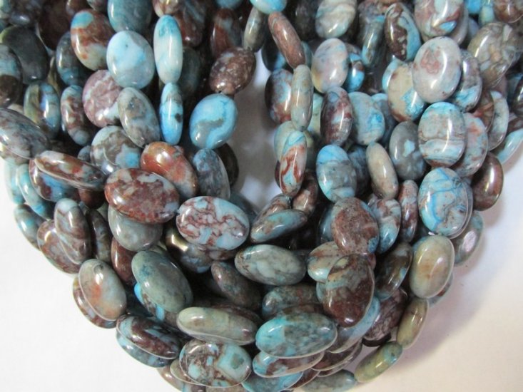 (image for) Turquoise brown oval Agate 14x18mm #1413