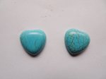 (image for) Turquoise heart flat back cabochons 19.15mm (2pcs) #ecab-3C