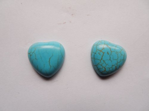 (image for) Turquoise heart flat back cabochons 19.15mm (2pcs) #ecab-3C