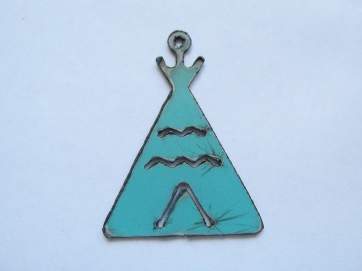 (image for) TeePee Turquoise Color Metal Pendant #WKS-27Turq