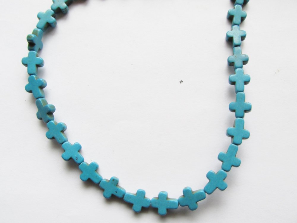 (image for) Turquoise tiny cross beads 8x10mm #1324-C