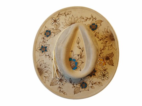 (image for) Whimsical Wide brim hand burned hat