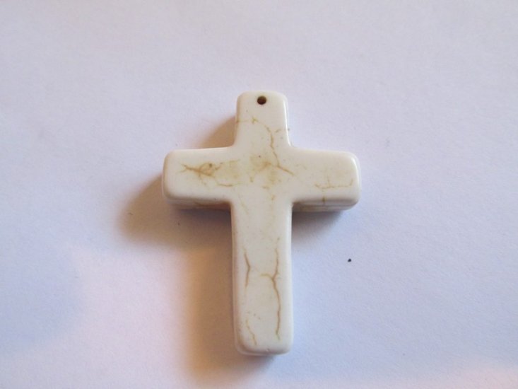 (image for) Cross stone pendant bead - White(1pc) #GGbead-W