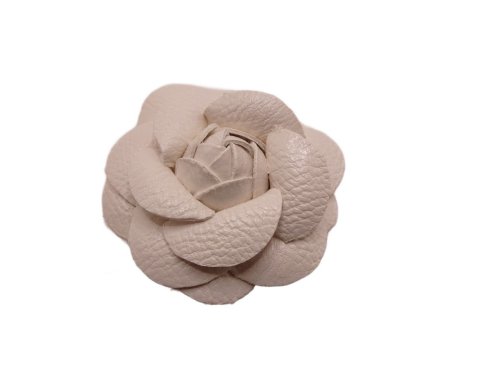 (image for) Faux leather flower 2 1/2" - White