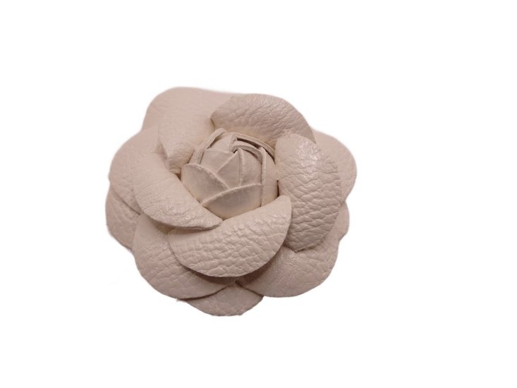 (image for) Faux leather flower 2 1/2" - White