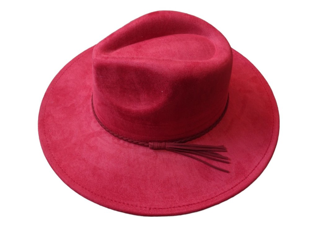 (image for) Vegan suede Wide brim hat - WINE RED