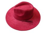 (image for) Vegan suede Wide brim hat - WINE RED