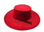 (image for) Round Top wide brim Vegan suede hat - Wine Red