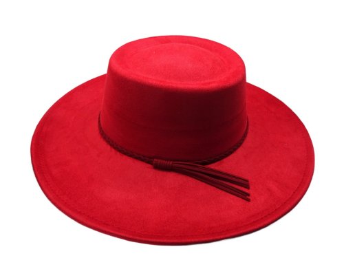 (image for) Round Top wide brim Vegan suede hat - Wine Red