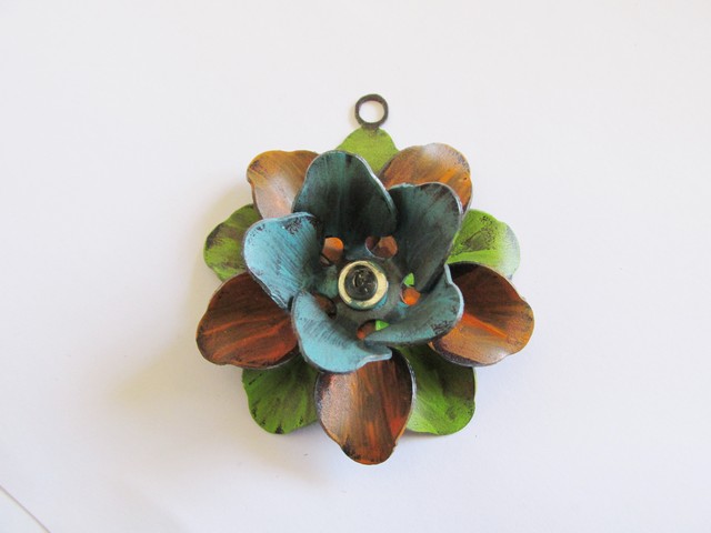 (image for) 3D Flower rustic pendant Mulit Color #OPflower-3