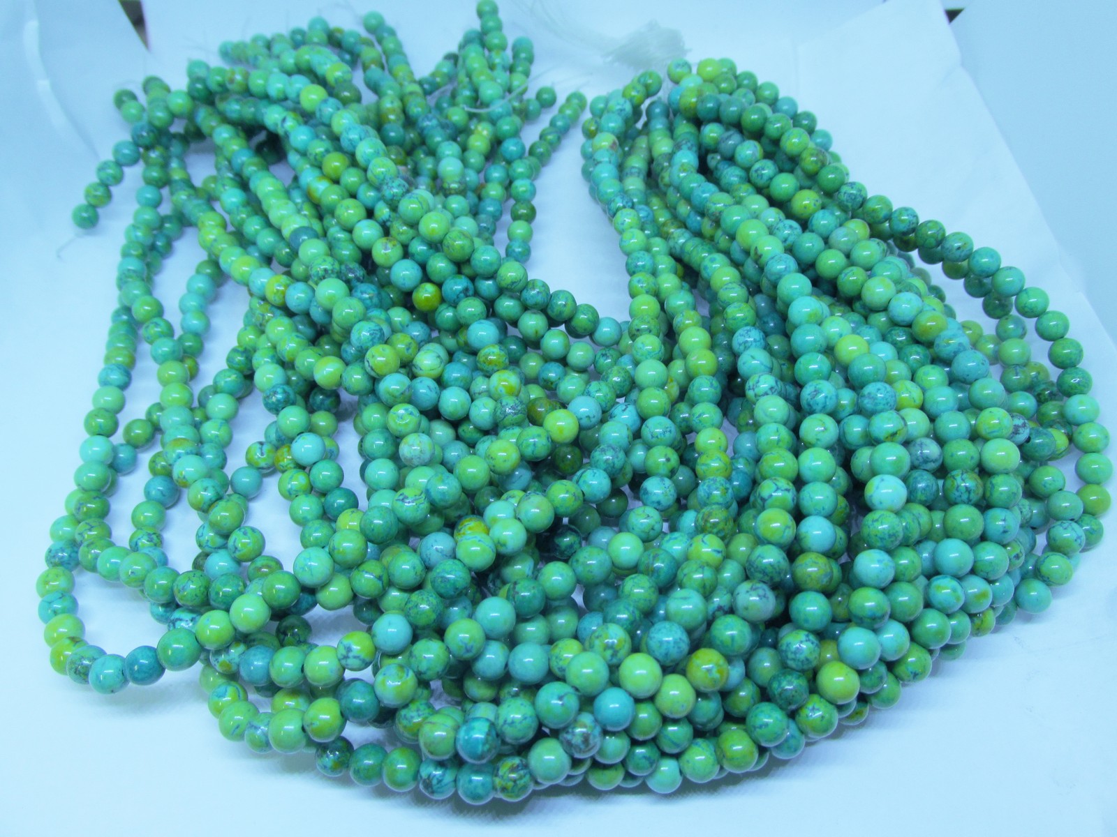 (image for) Green and Turquoise 6mm round beads #1470