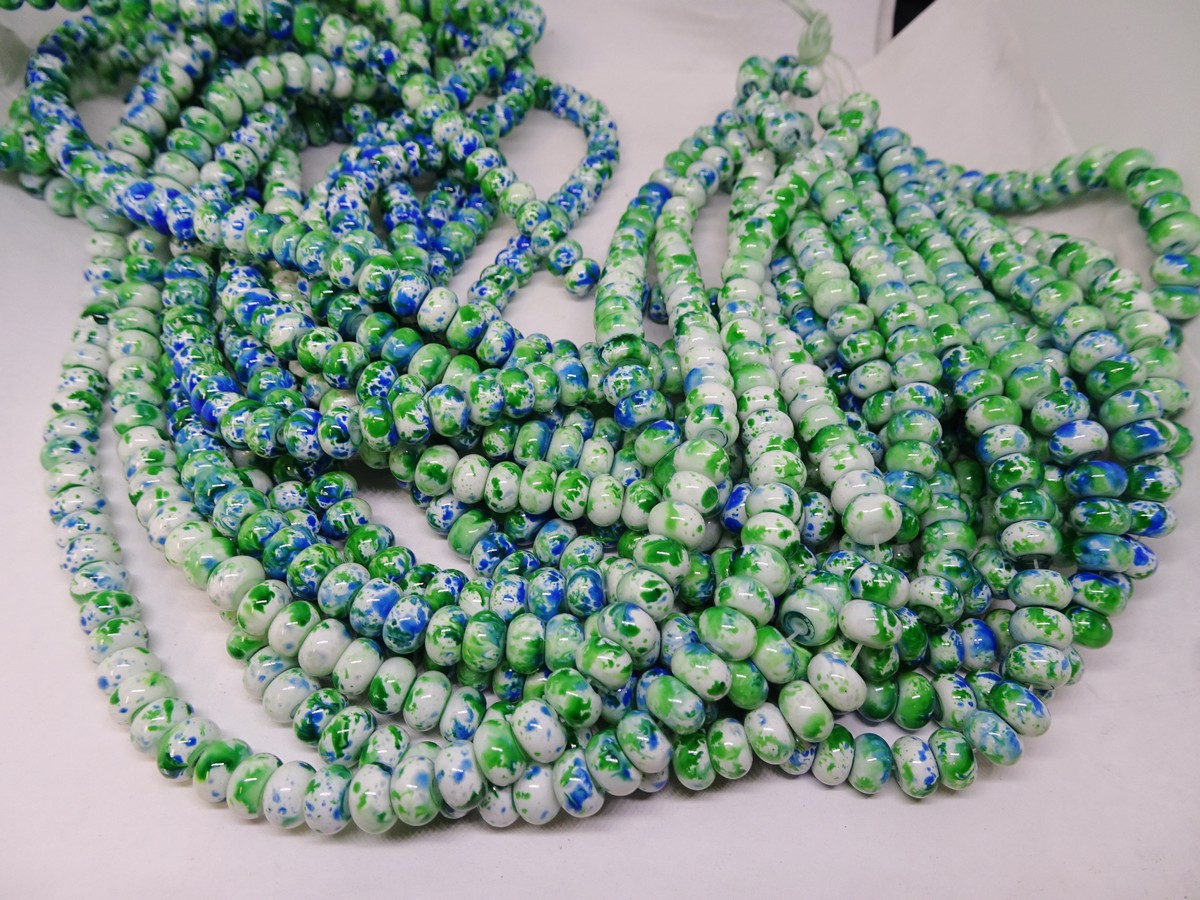 (image for) Green and blue rondell beads 5x8mm #1908