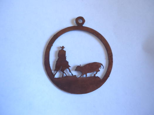 (image for) Cutting horse in circle pendant #300-204