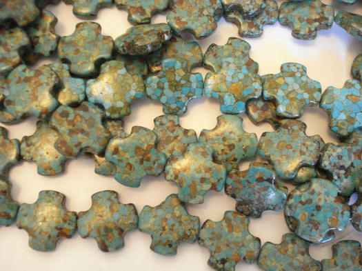 (image for) Turquoise Cross Mosaic beads #H1294