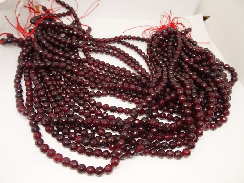 (image for) Red garnet round faceted crystal 6mm beads #1524E