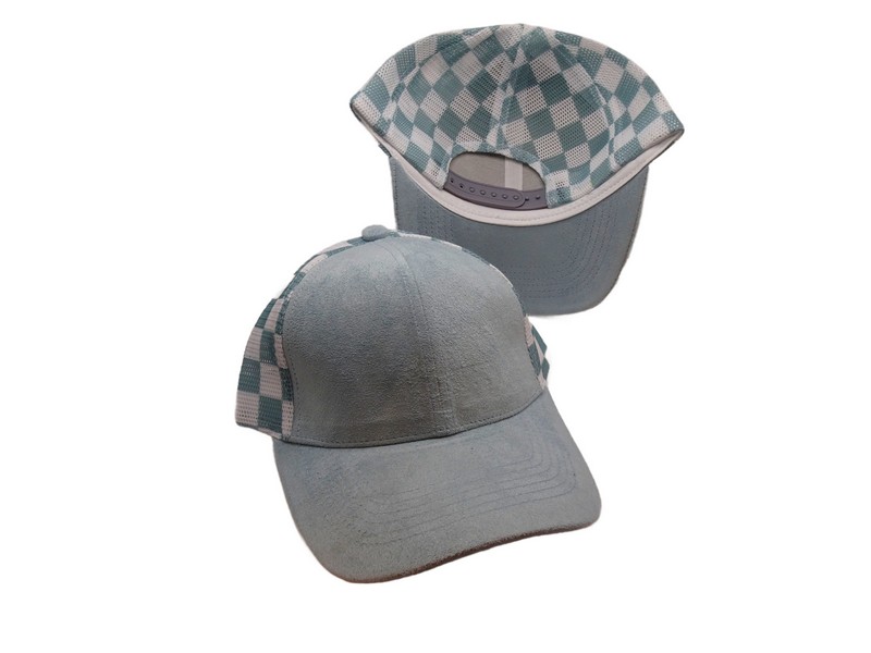 (image for) Checkered Mesh snap back cap- Dusty Blue