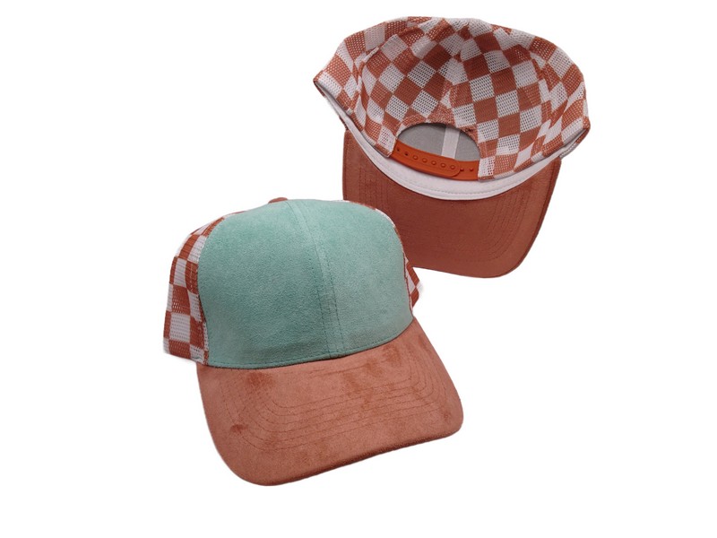 (image for) Checkered Two Tone Mesh snap back cap - Mint/Cinnamon
