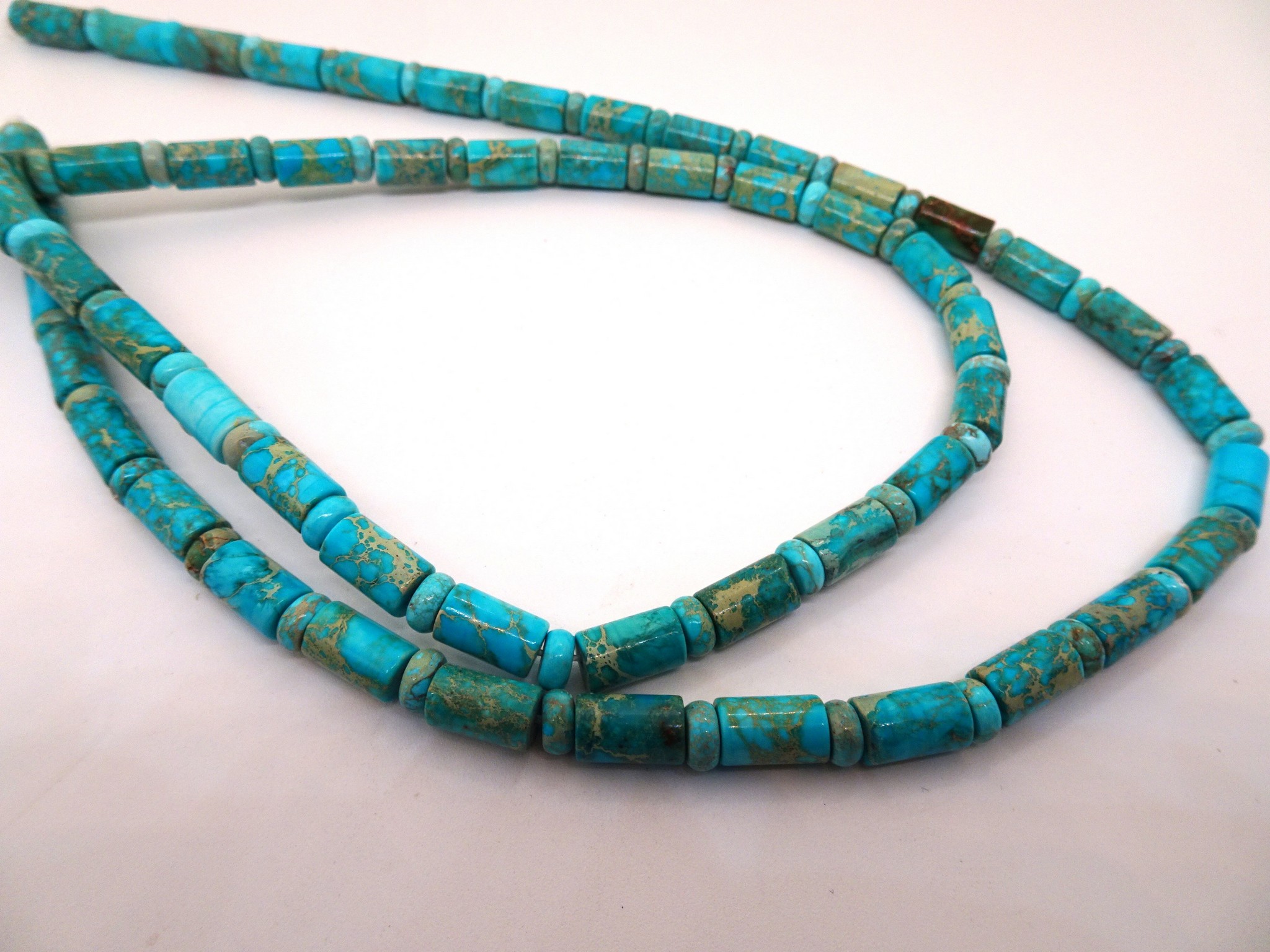 (image for) Turquoise barrel and rondelle beads 10x7mm #1215