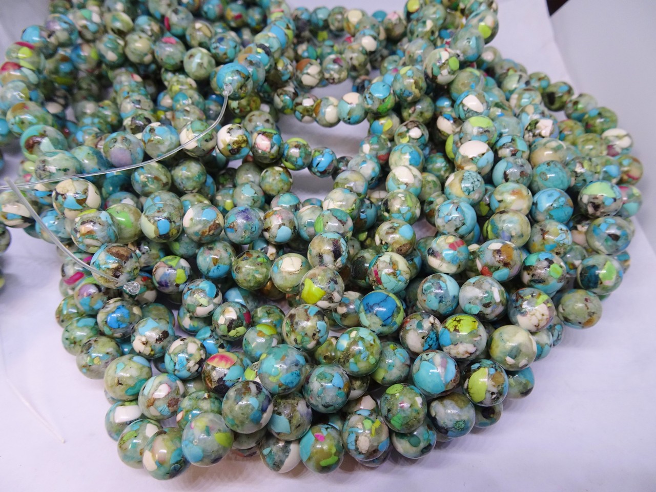 (image for) Turquoise mix round beads 10mm #1914