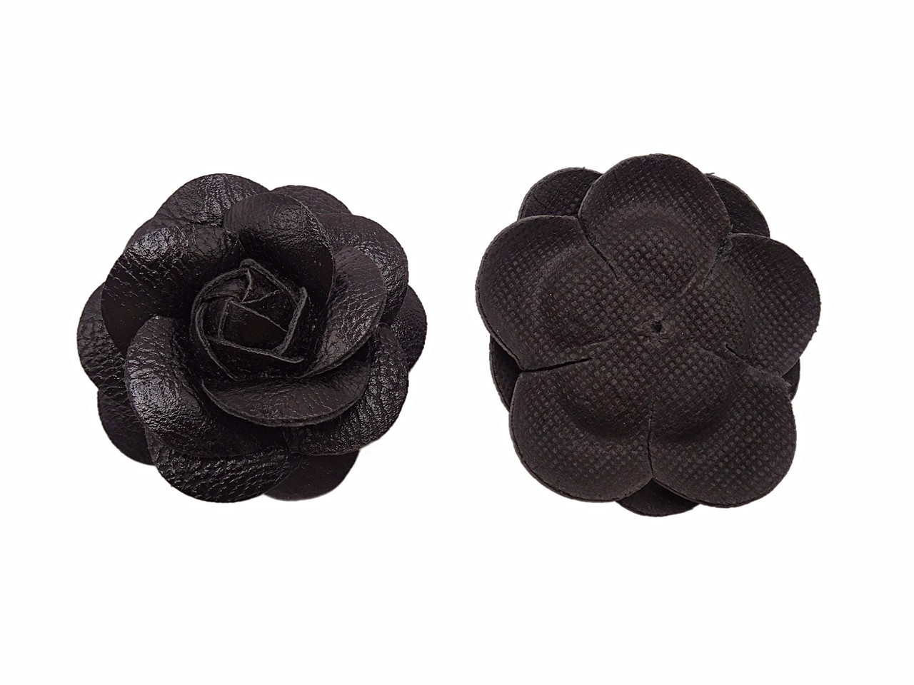 (image for) Black faux leather rose 2 1/2"
