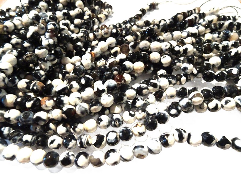 (image for) Black and white agate round 8mm #1857
