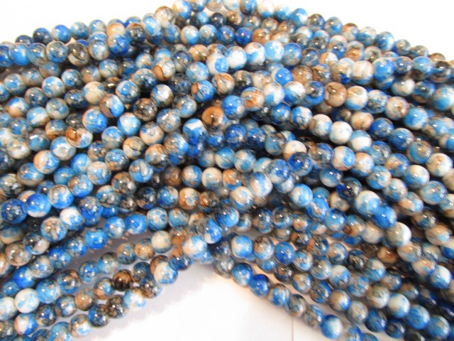 (image for) Blue and brown glass beads 8mm #1706-TU
