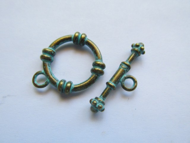 (image for) Toggles - Brass turquoise patina #TOG-1