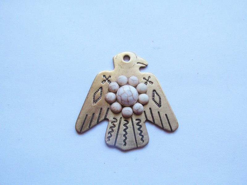 (image for) Thunderbird brass with stones pendant #MP48-B