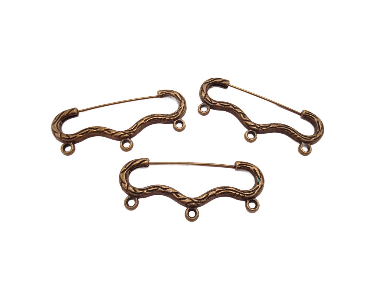 (image for) Hat pin safety pin charm holder antique brass (3pcs) #Pen-38B
