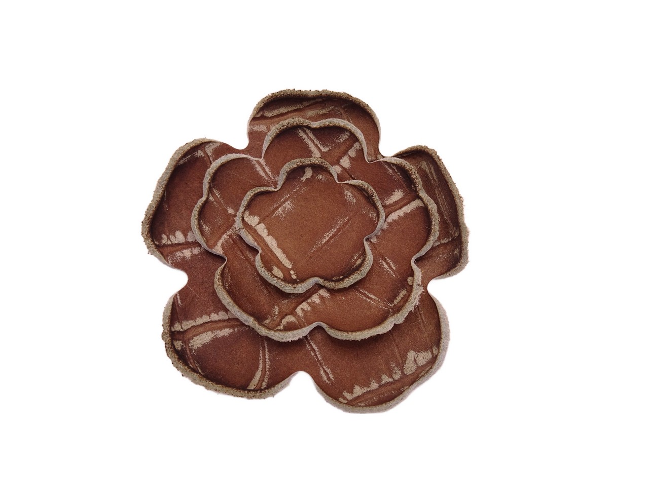 (image for) Brown leather flower set (3pcs)